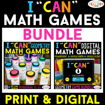 Preview of Geometry I CAN Math Games | DIGITAL & PRINT Bundle