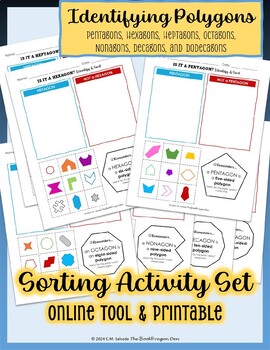 Preview of Geometry: Polygons - Identify & Sort Activity Set (Online Tool & Printable)