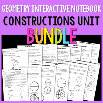 Preview of Geometry Interactive Notebook:  Constructions Unit Bundle