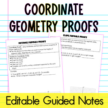 Preview of Coordinate Geometry Proofs Editable Guided Notes for High School Geometry