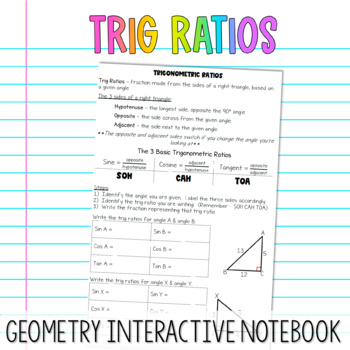 Preview of Trigonometric Ratios Interactive Notebook