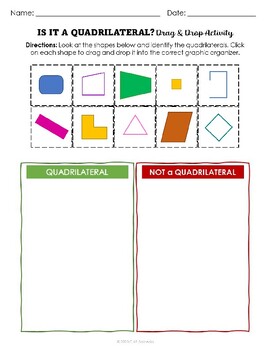 Preview of Geometry: Is it a Quadrilateral (informal vocab)? - Drag & Drop Sorting Activity