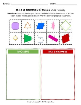 Preview of Geometry: Is it a Rhombus? - Drag & Drop Sorting Activity (Online Tool)
