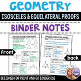 Geometry - Isosceles and Equilateral Triangle Proofs Binder Notes