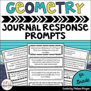Preview of Geometry Math Journal Prompts 5th Grade