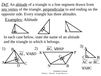 Geometry Lesson 14: Special Segments in Triangles by Justin OBrien