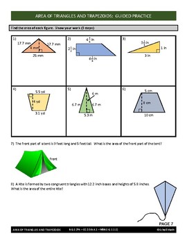 area of triangles and trapezoids answer key homework 4