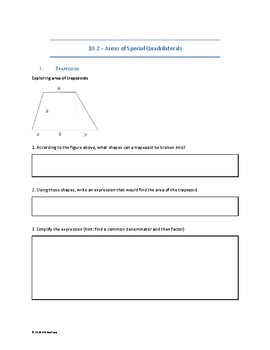 Preview of Geometry Lesson Sheets for Google Docs/Microsoft Word - Area and Perimeter