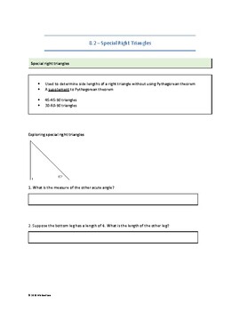 Preview of Geometry Lesson Sheets for Google Docs/Microsoft Word - Right Triangles