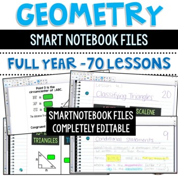 Preview of Geometry Lessons - Entire Year - On Smart Notebook - Completely Editable