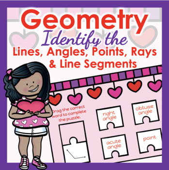 Preview of Geometry: Lines, Angles, Points, Rays, Segments (Valentine's)Digital Boom Cards™