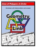 Geometry Link: Area of Polygons and Circles Worksheet Bundle