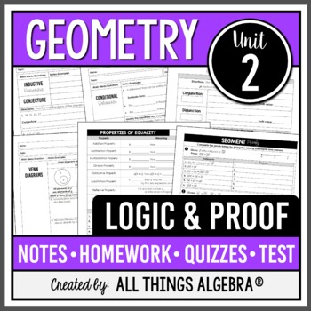 Preview of Logic and Proof (Geometry Curriculum - Unit 2) | All Things Algebra®