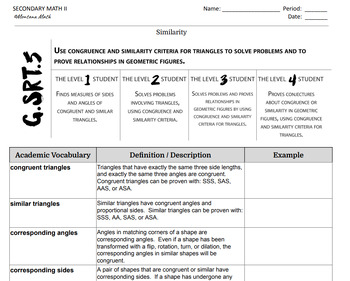 Preview of Geometry/Math 2 G.SRT.5 SBG Packet: Guided notes, assessments, trackers, etc.