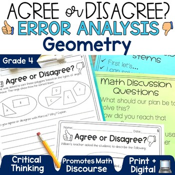 Preview of 4th Grade Geometry Review Worksheets Activities Practice Task Cards Shapes