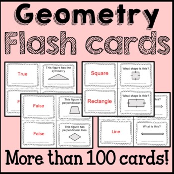 Preview of Geometry Math Flash Cards Common Core 4th Grade