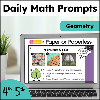 Preview of 4th Grade Math Warm Up - Geometry Number Talks - Paperless Morning Work Journal