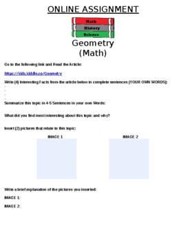 Preview of Geometry (Math) Online Assignment