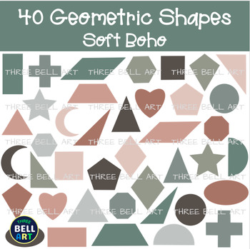 Preview of Geometry Math Shapes 40 Geometric Art Clipart {Three Bell Art} Soft Boho Colors