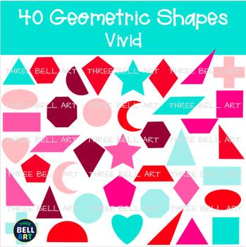Preview of Geometry Math Shapes 40 Geometric Art Clipart {Three Bell Art} Vivid Colors