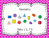 Geometry Math Task Cards  (Kindergarten IN CC Standards)