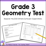 Geometry Math Test 3D Shapes - Grade 3 Math Assessment (Ontario)