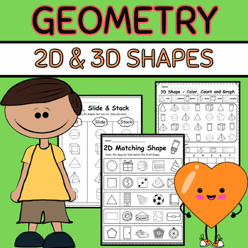 Preview of Geometry Math Worksheet - 2D and 3D shape