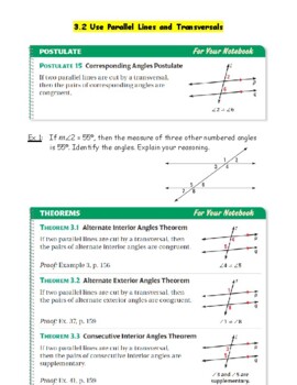 Preview of Geometry McDougal Littell Chapter 3 Lesson Notes and KEYS