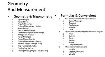 Preview of Geometry & Measurement Lessons (HiSet)