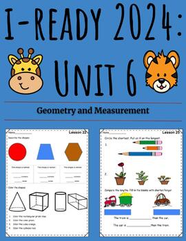 Preview of Geometry, Measurement, Time and Money-Iready 2024 Unit 6-1st Grade-17 Worksheets