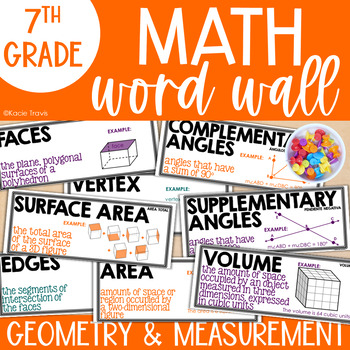 Preview of Geometry & Measurement Word Wall & Graphic Organizer 7th Grade Math