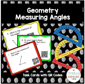 Preview of Geometry Measuring Angles Using a Protractor Task Cards w/ QR Codes