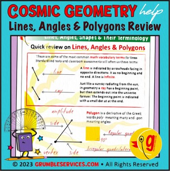 Preview of Lines, Angles & Polygons: Geometry Terminology & Measuring with Protractors