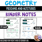 Geometry - Medians and Altitudes of Triangles Binder Notes