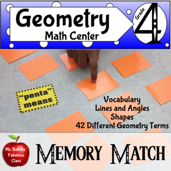 Preview of Geometry Memory Match Vocabulary Math Center Game