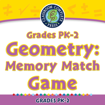 Preview of Geometry: Memory Match Game - NOTEBOOK Gr. PK-2