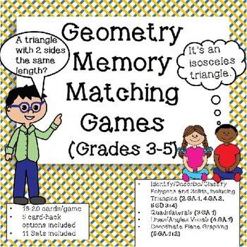 Preview of Geometry Games - Memory Matching (Grade 3-5)