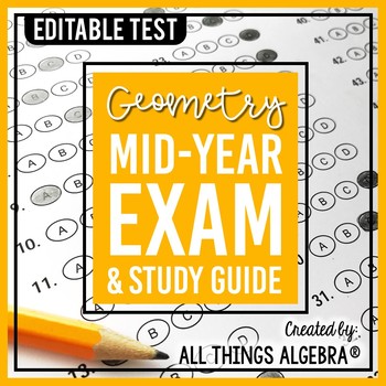 Preview of Geometry: First Semester Test (Midterm) and Study Guide