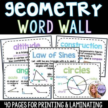 Preview of Geometry - Middle School & High School - 40 Page Word Wall
