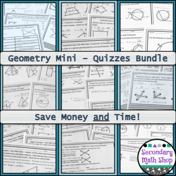 Preview of Geometry Mini-Quizzes Money Saving BUNDLE!