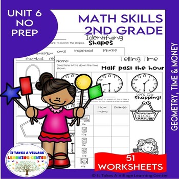 Preview of IM Grade 2 Math™ - Geometry, Money & Telling Time Worksheets -  Unit 6