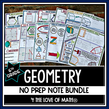 Preview of Geometry No Prep Guided Note Bundle 6th Grade