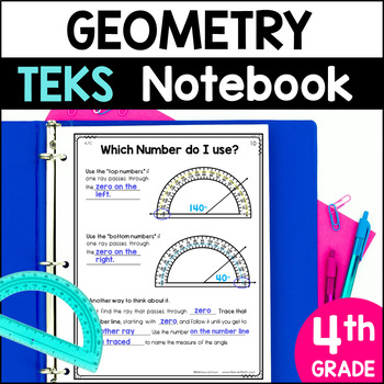 Preview of 4th Grade Geometry Notebook - How to use a Protractor, Classifying 2D Shapes