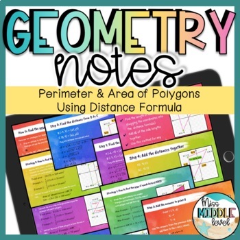 Preview of Geometry Notes Area and Perimeter Using Coordinates for Google Slides