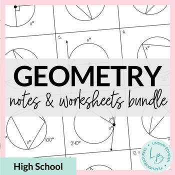 Preview of Geometry Notes & Worksheets Bundle