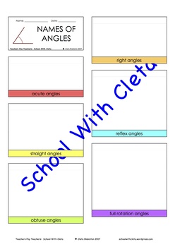 Types of Angles  Acute, Right, Obtuse, Straight, Reflex