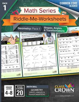 Preview of Geometry Worksheets Pack 1 - Shapes, Angles, and Transformations - 4th–8th