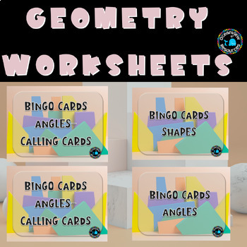 Preview of Geometry Pack-Properties of 2D,3D shapes and Angles. Bingo cards and worksheets.