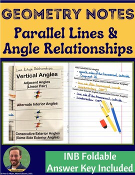 Preview of Geometry Parallel Lines & Angle Relationships Foldable Notes
