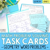2nd Grade Geometry Math Word Problem Task Cards | Print & Digital